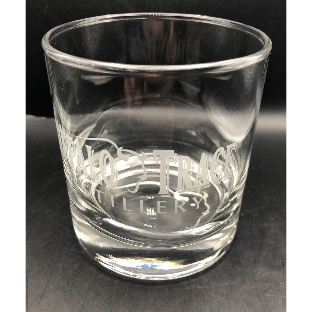 Buffalo Trace Bourbon Distillery Rocks Glass Etched Bottom Barware